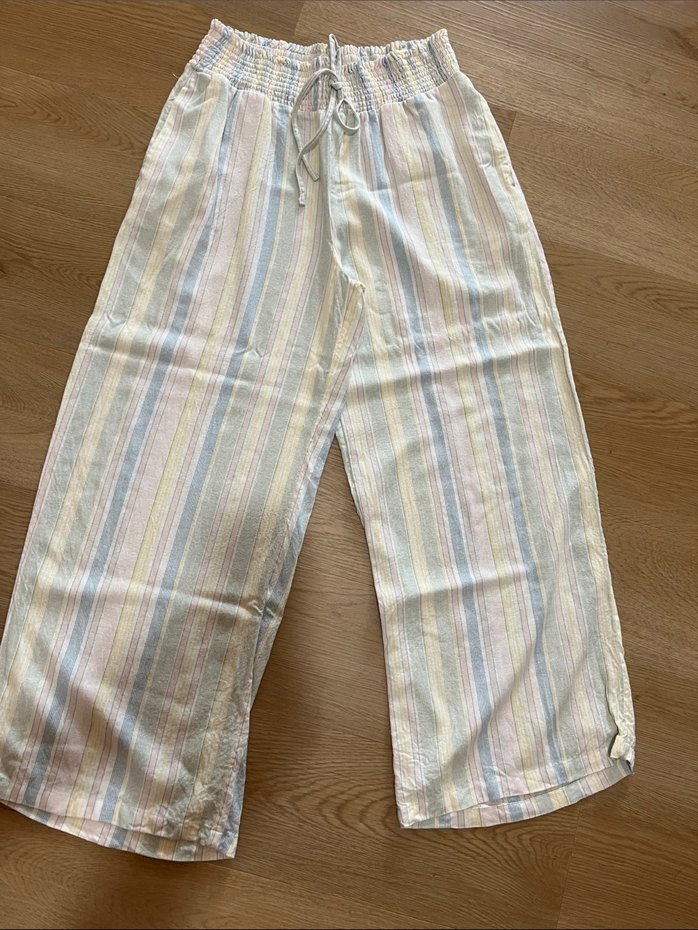 Celebrity Pink Pastel Striped Wide-Leg Pants